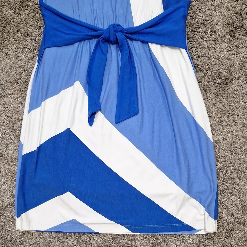 Vineyard Vines Lined Knit A-Line Tank Dress-M-Blue White - Picture 4 of 9